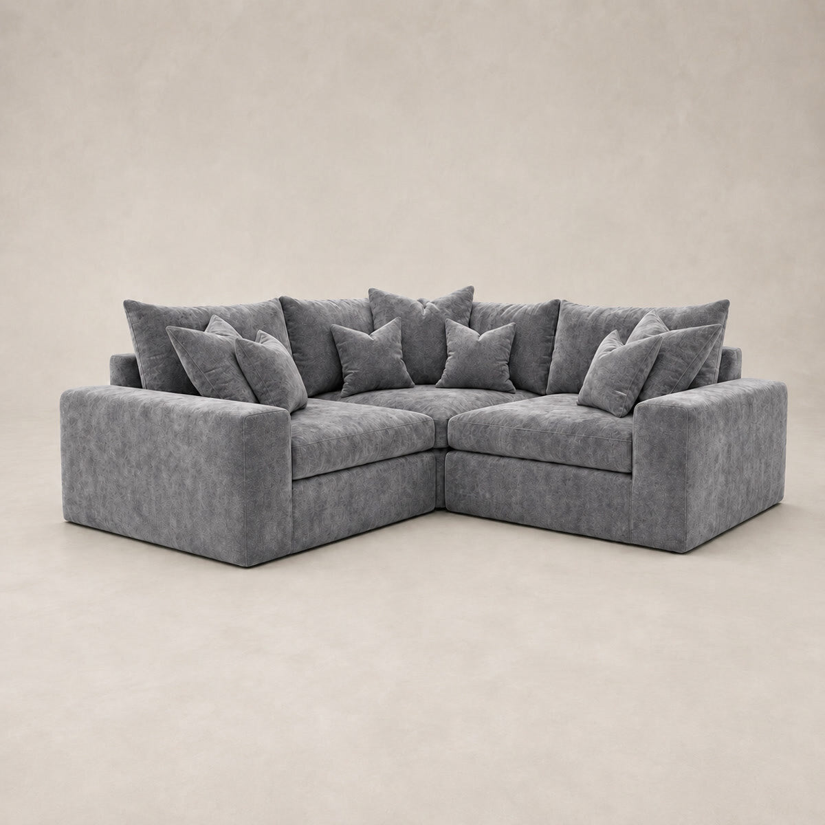Pendle Small Corner Sofa in Luxe Chenille Luxe Steel Grey - clean catalogue view