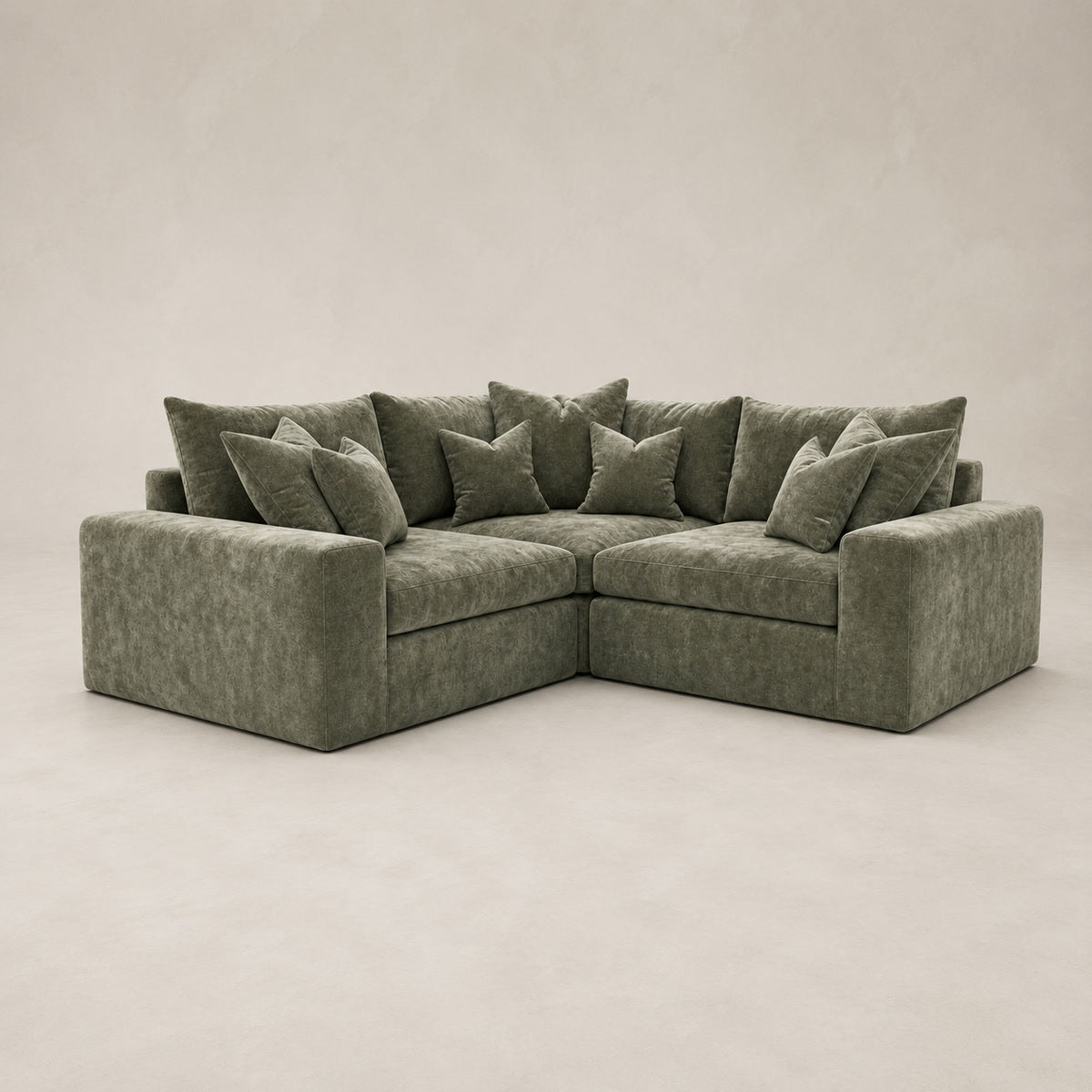 Pendle Small Corner Sofa in Luxe Chenille Matcha Green - clean catalogue view