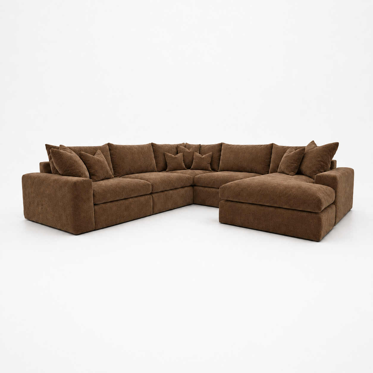 Pendle U Shape Corner Chaise Sofa in Luxe Chenille Coffee – clean catalogue view