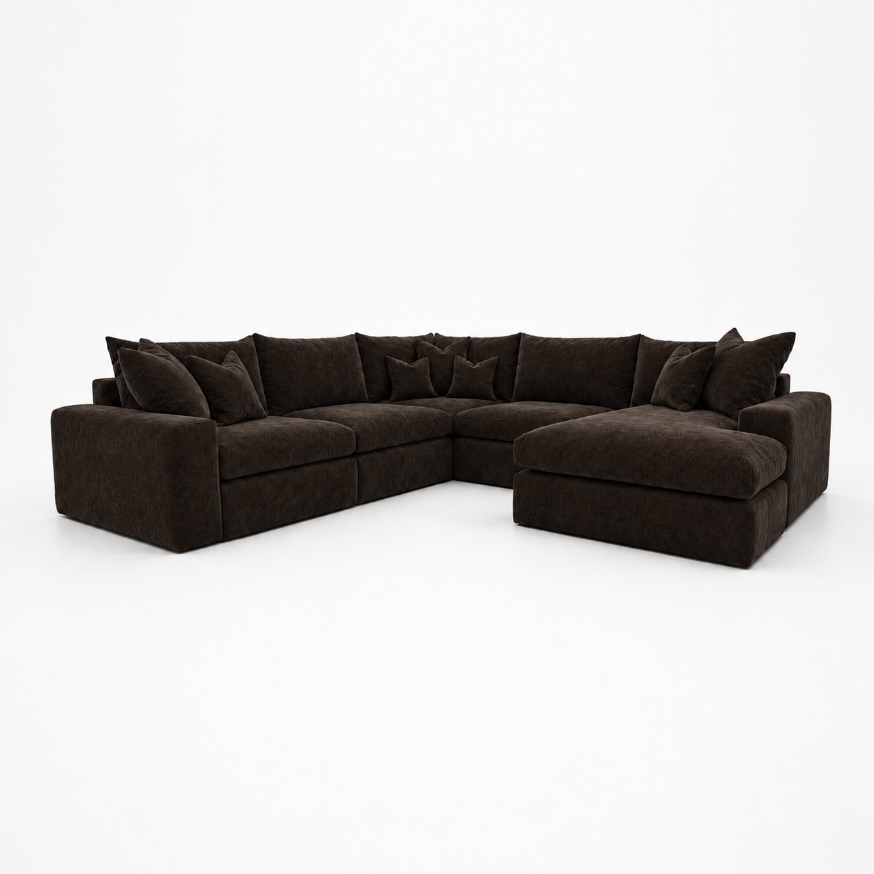 Pendle U Shape Corner Chaise Sofa in Luxe Chenille Double Espresso – clean catalogue view