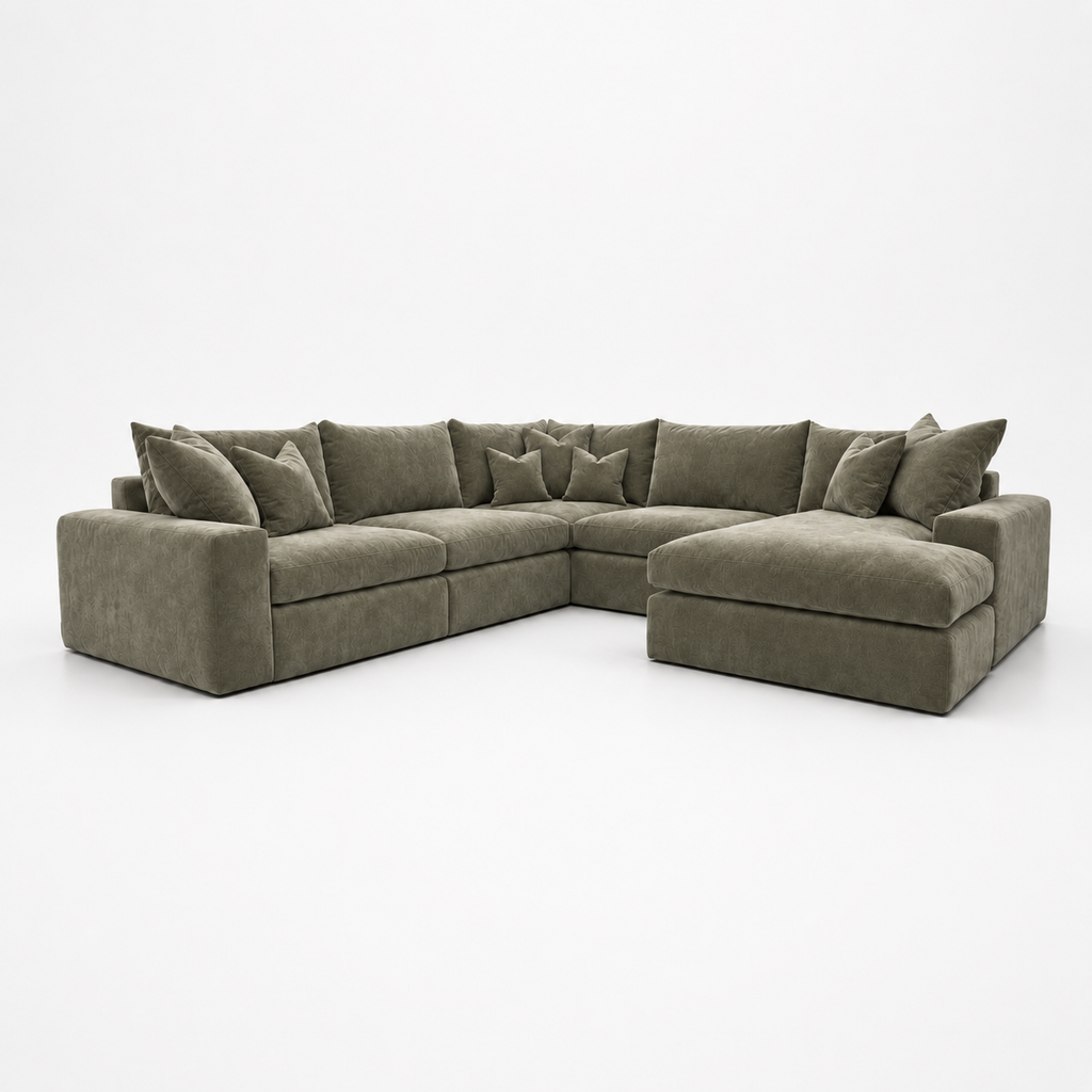 Pendle U Shape Corner Chaise Sofa in Luxe Chenille Matcha Green – clean catalogue view