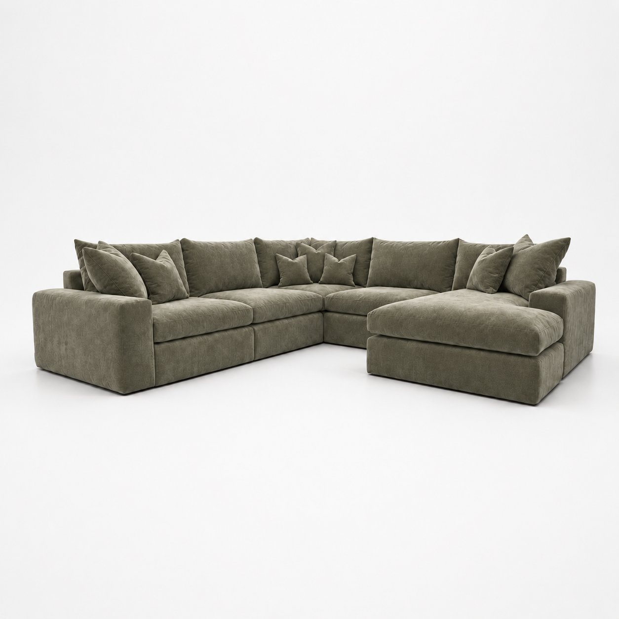 Pendle U Shape Corner Chaise Sofa in Luxe Chenille Matcha Green – clean catalogue view