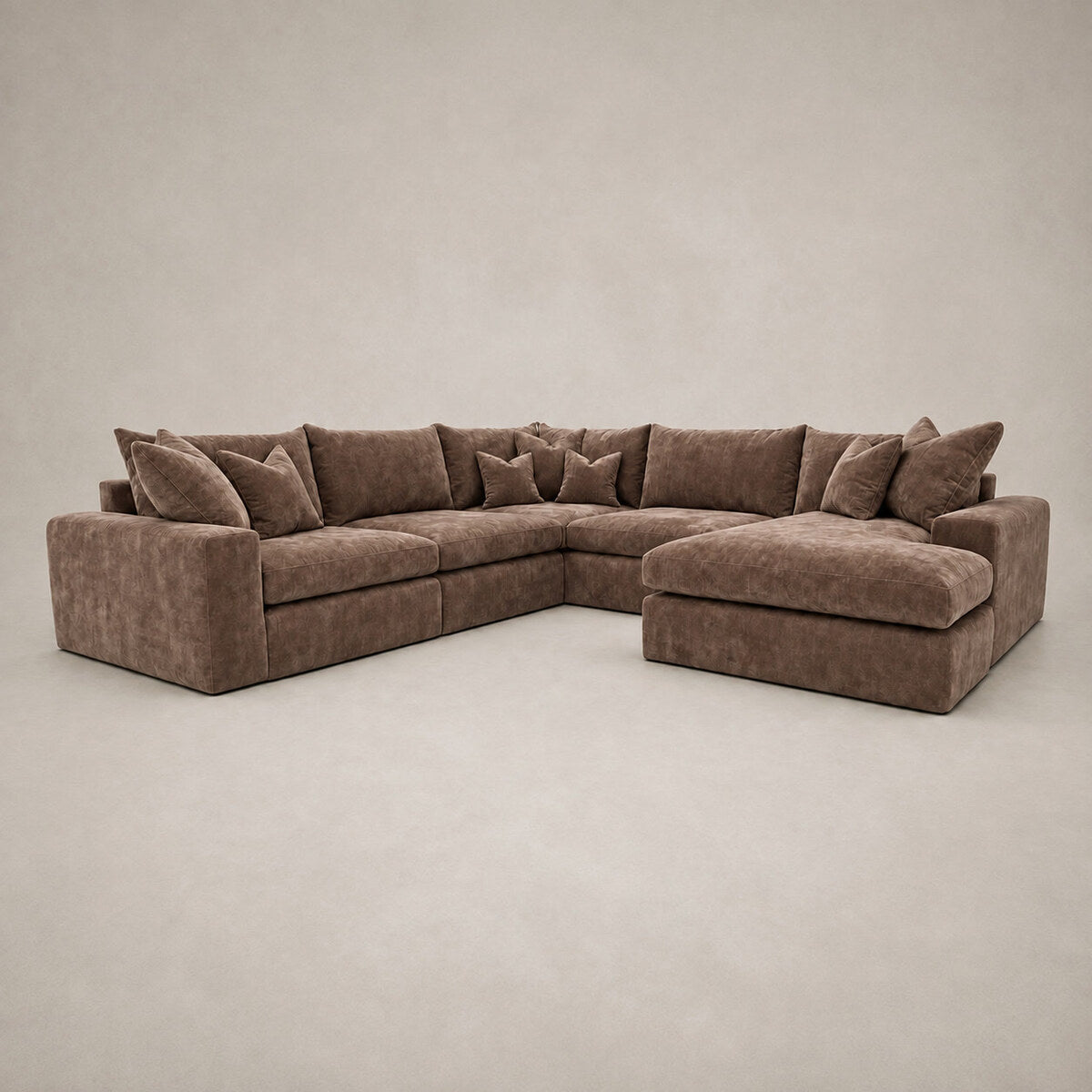 Pendle U Shape Corner Chaise Sofa in Luxe Chenille Coffee - clean catalogue view