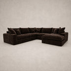 Pendle U Shape Corner Chaise Sofa in Luxe Chenille Double Espresso - clean catalogue view