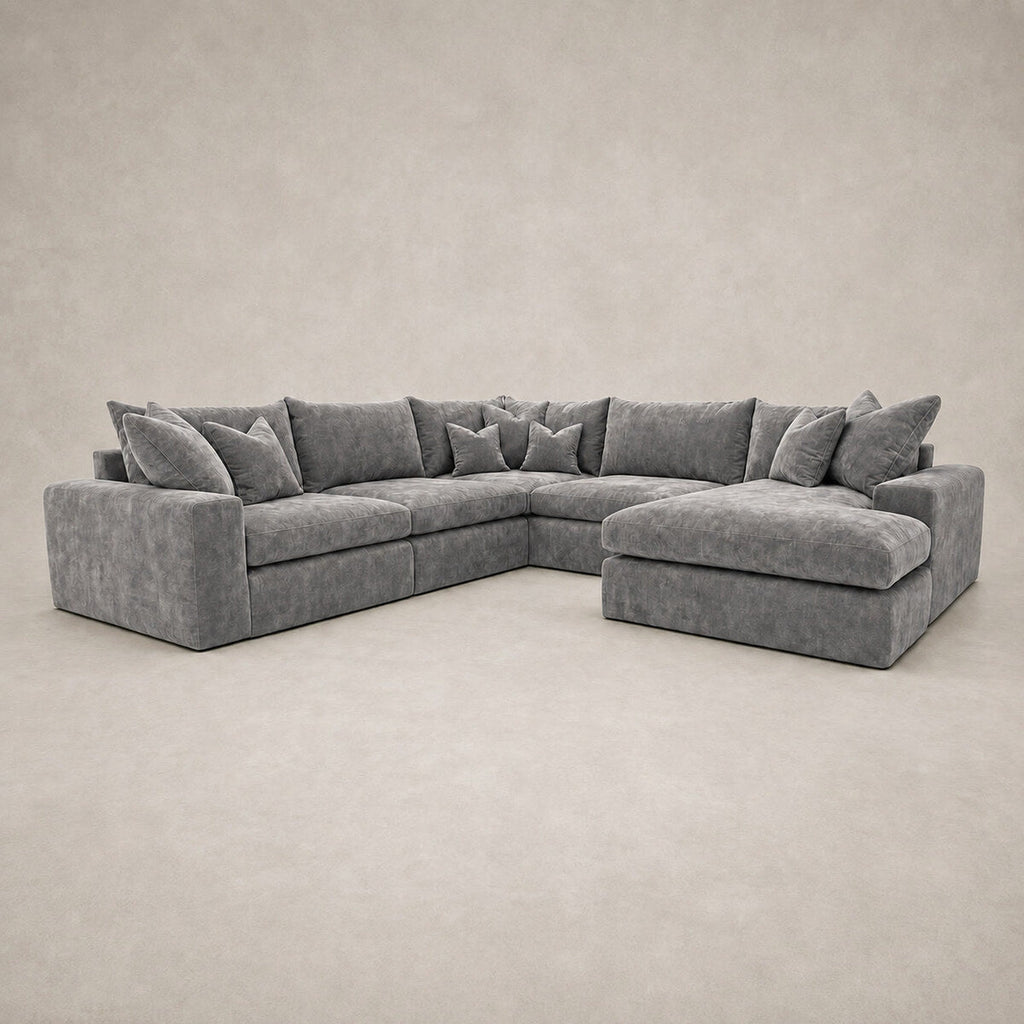 Pendle U Shape Corner Chaise Sofa in Luxe Chenille Luxe Steel Grey - clean catalogue view