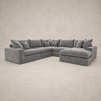 Pendle U Shape Corner Chaise Sofa in Luxe Chenille Luxe Steel Grey - clean catalogue view