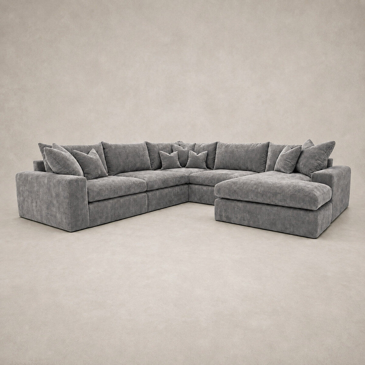 Pendle U Shape Corner Chaise Sofa in Luxe Chenille Luxe Steel Grey - clean catalogue view