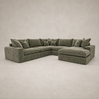Pendle U Shape Corner Chaise Sofa in Luxe Chenille Matcha Green - clean catalogue view