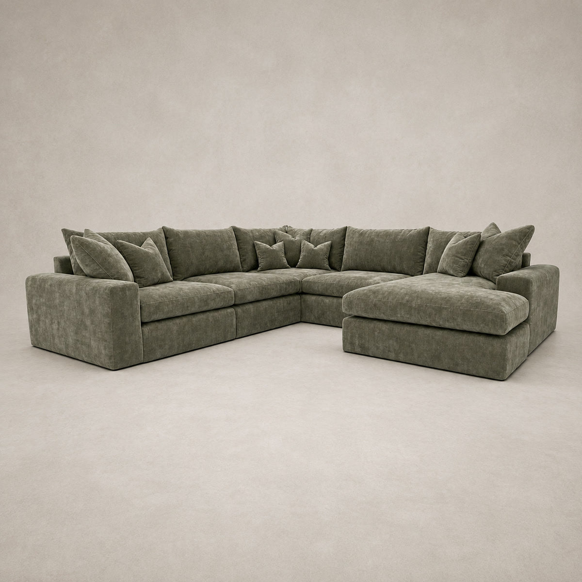 Pendle U Shape Corner Chaise Sofa in Luxe Chenille Matcha Green - clean catalogue view