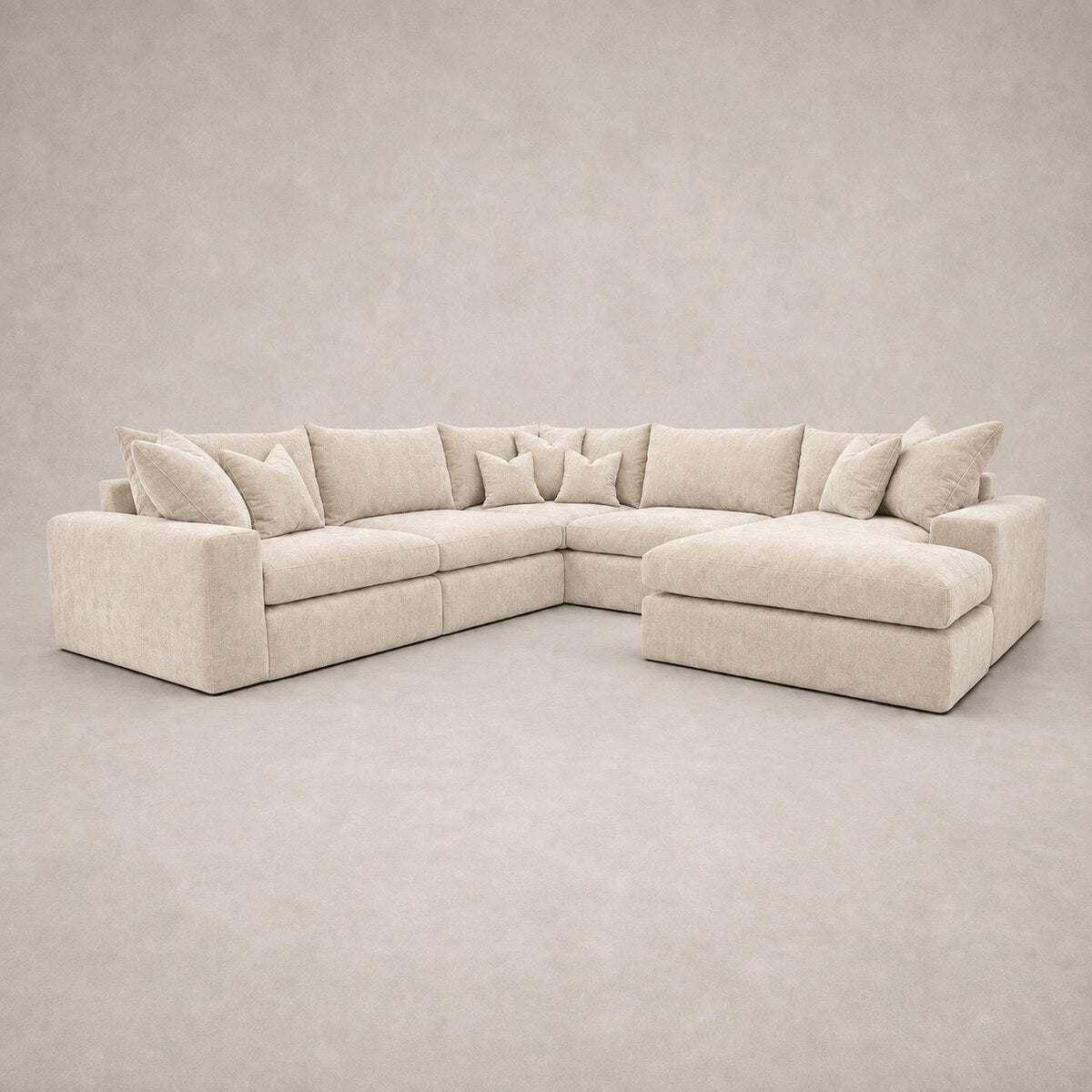 Pendle U Shape Corner Chaise Sofa in Luxe Chenille Summer Beach - clean catalogue view