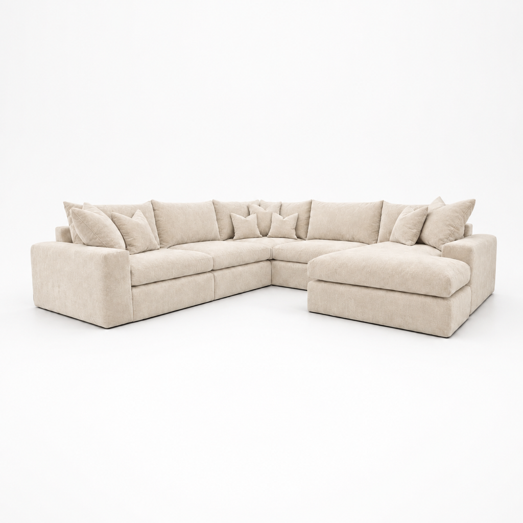 Pendle U Shape Corner Chaise Sofa in Luxe Chenille Summer Beach – clean catalogue view