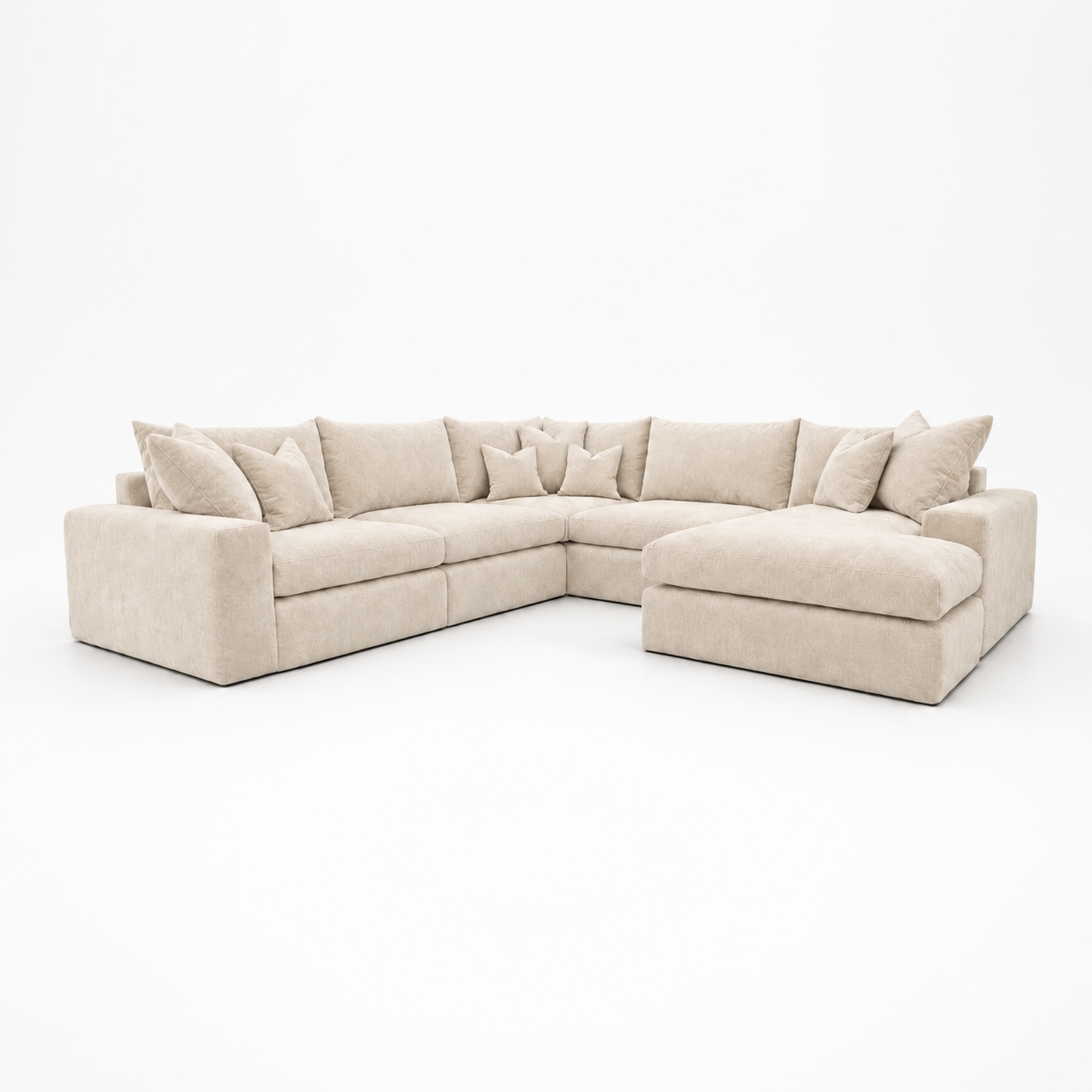 Pendle U Shape Corner Chaise Sofa in Luxe Chenille Summer Beach – clean catalogue view