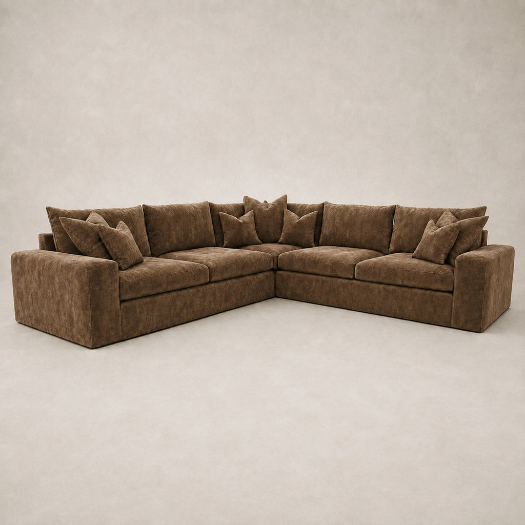 Pendle XL Corner Sofa in Luxe Chenille Coffee - clean catalogue view