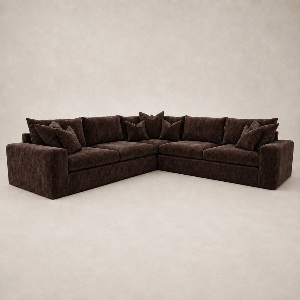 Pendle XL Corner Sofa in Luxe Chenille Double Espresso - clean catalogue view