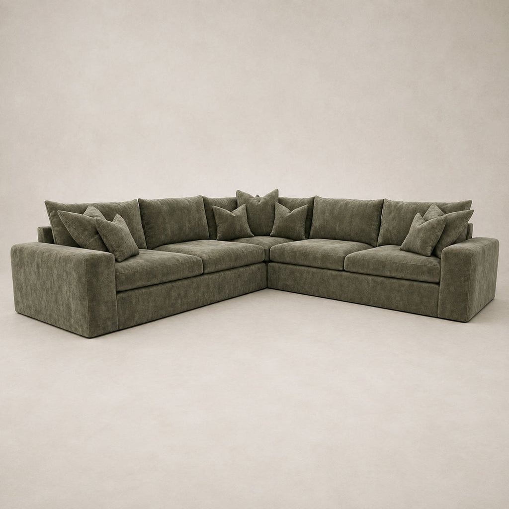 Pendle XL Corner Sofa in Luxe Chenille Matcha Green - clean catalogue view