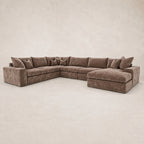 Pendle XXL U Shape Corner Chaise Sofa in Luxe Chenille Coffee - clean catalogue view