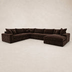 Pendle XXL U Shape Corner Chaise Sofa in Luxe Chenille Double Espresso - clean catalogue view