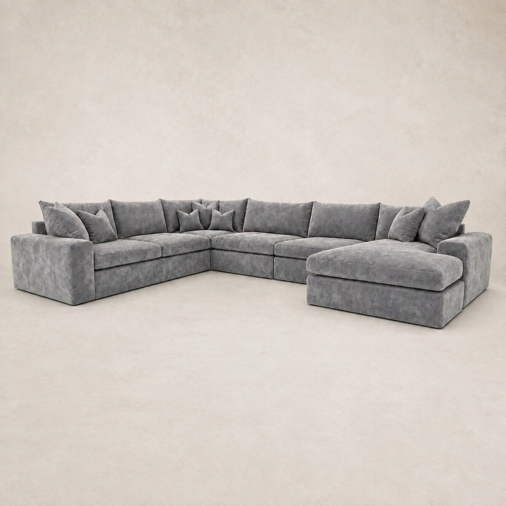 Pendle XXL U Shape Corner Chaise Sofa in Luxe Chenille Luxe Steel Grey - clean catalogue view