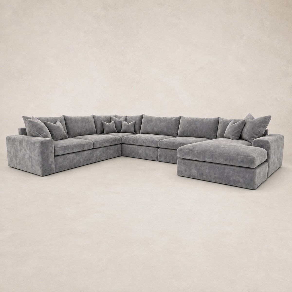 Pendle XXL U Shape Corner Chaise Sofa in Luxe Chenille Luxe Steel Grey - clean catalogue view