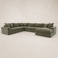 Pendle XXL U Shape Corner Chaise Sofa in Luxe Chenille Matcha Green - clean catalogue view