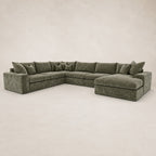 Pendle XXL U Shape Corner Chaise Sofa in Luxe Chenille Matcha Green - clean catalogue view