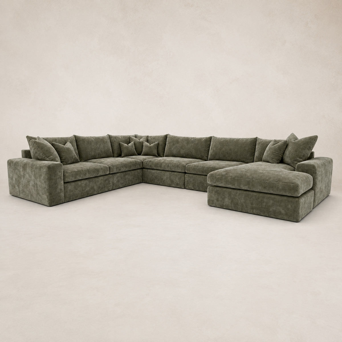 Pendle XXL U Shape Corner Chaise Sofa in Luxe Chenille Matcha Green - clean catalogue view