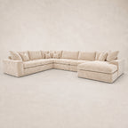 Pendle XXL U Shape Corner Chaise Sofa in Luxe Chenille Summer Beach - clean catalogue view