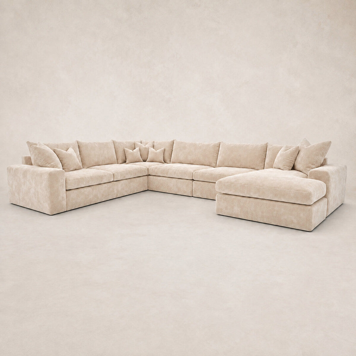 Pendle XXL U Shape Corner Chaise Sofa in Luxe Chenille Summer Beach - clean catalogue view
