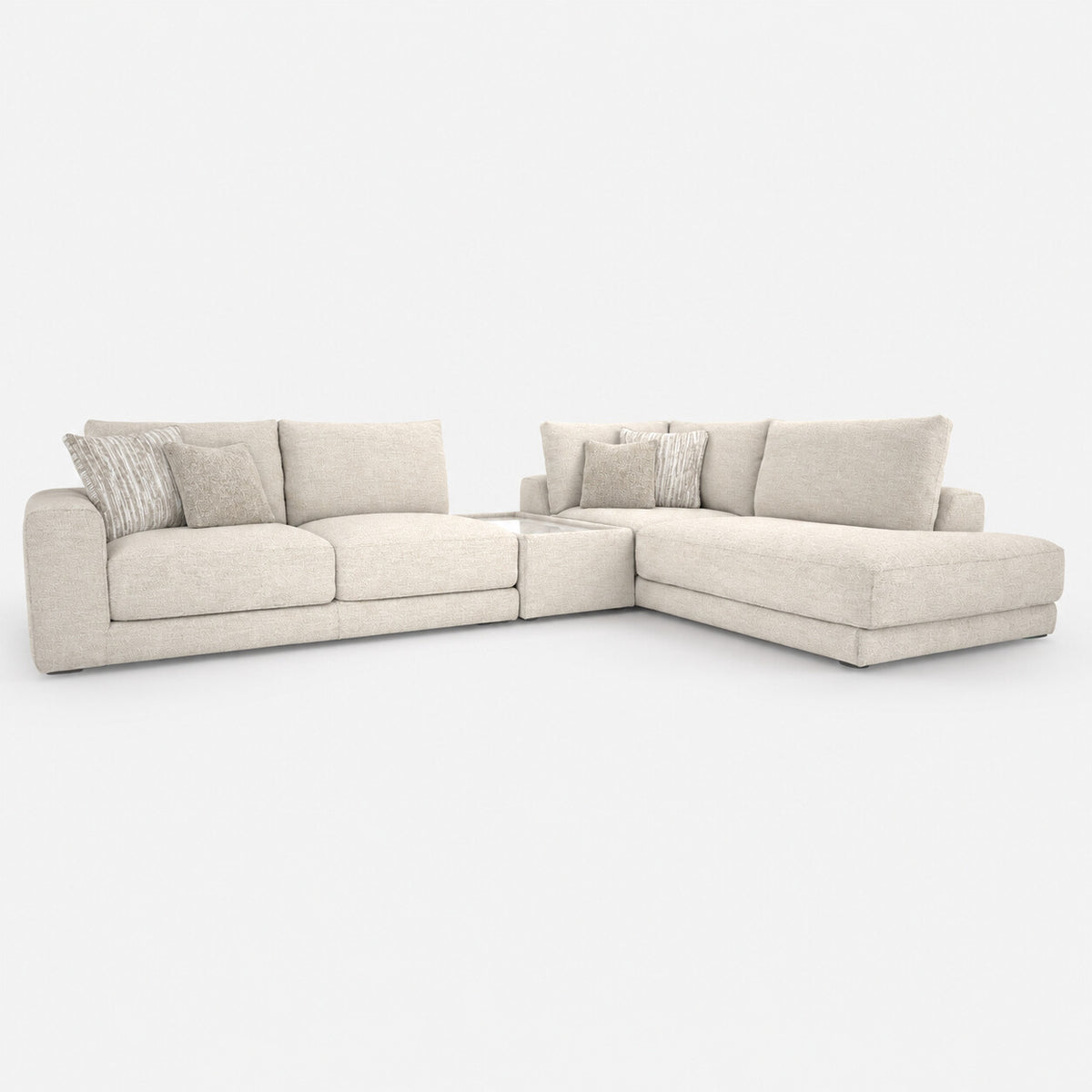 Portofino 2 Corner 1 Chaise Sofa with Console — light grey studio background
