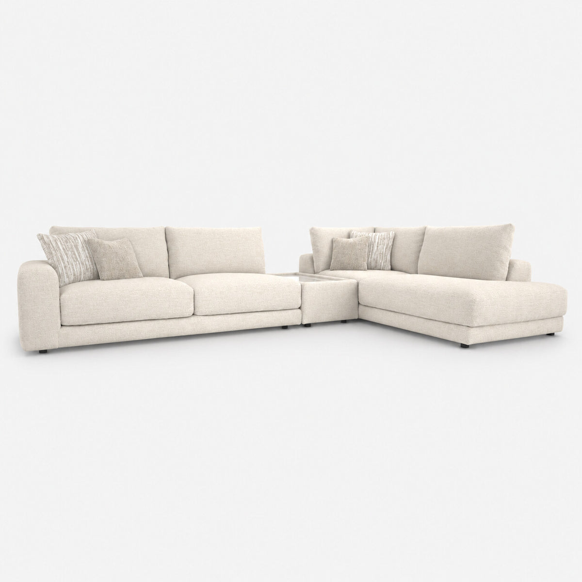 Portofino 3 Corner 1 Chaise Sofa with Console — light grey studio background