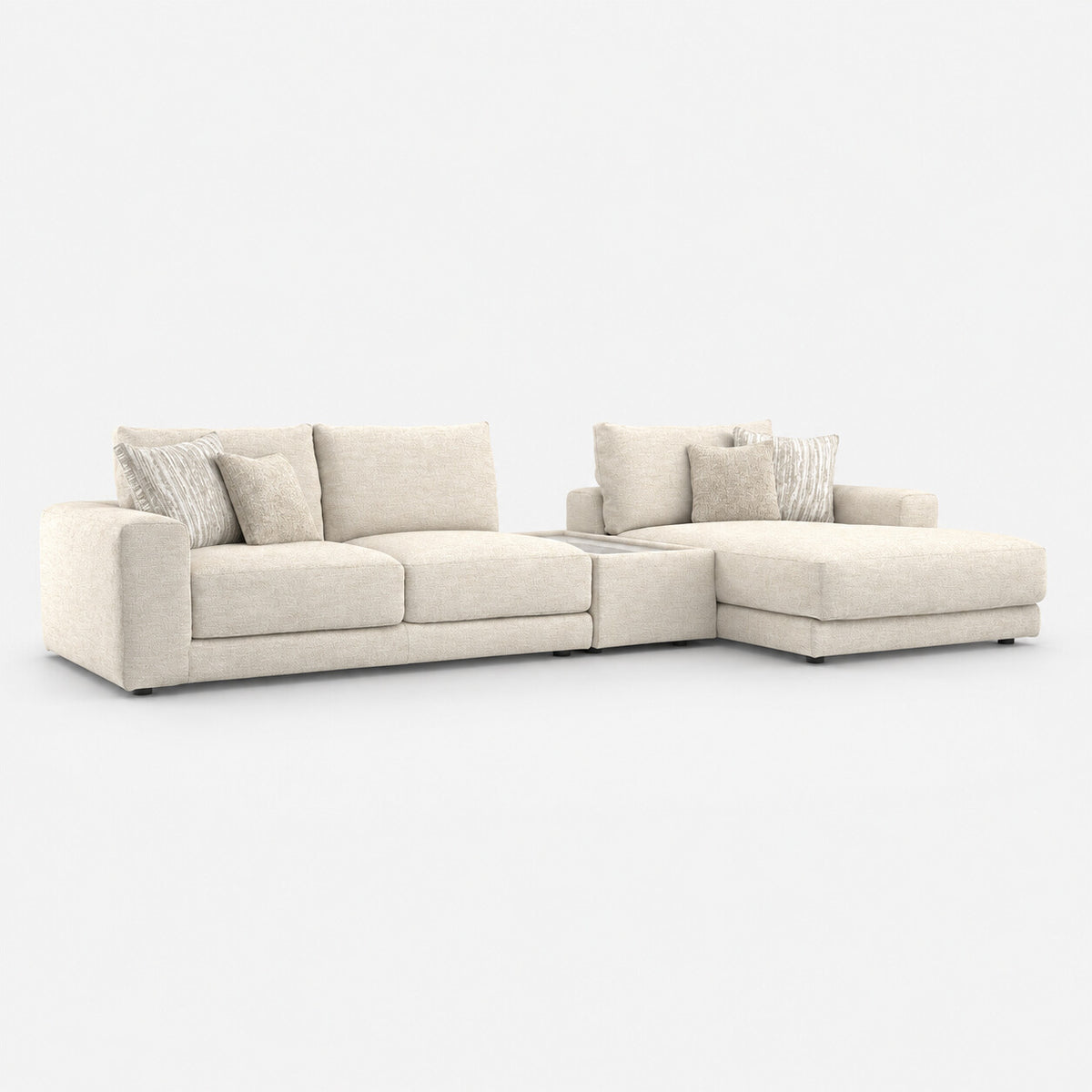 Portofino 3 Seater Chaise with Console — light grey studio background