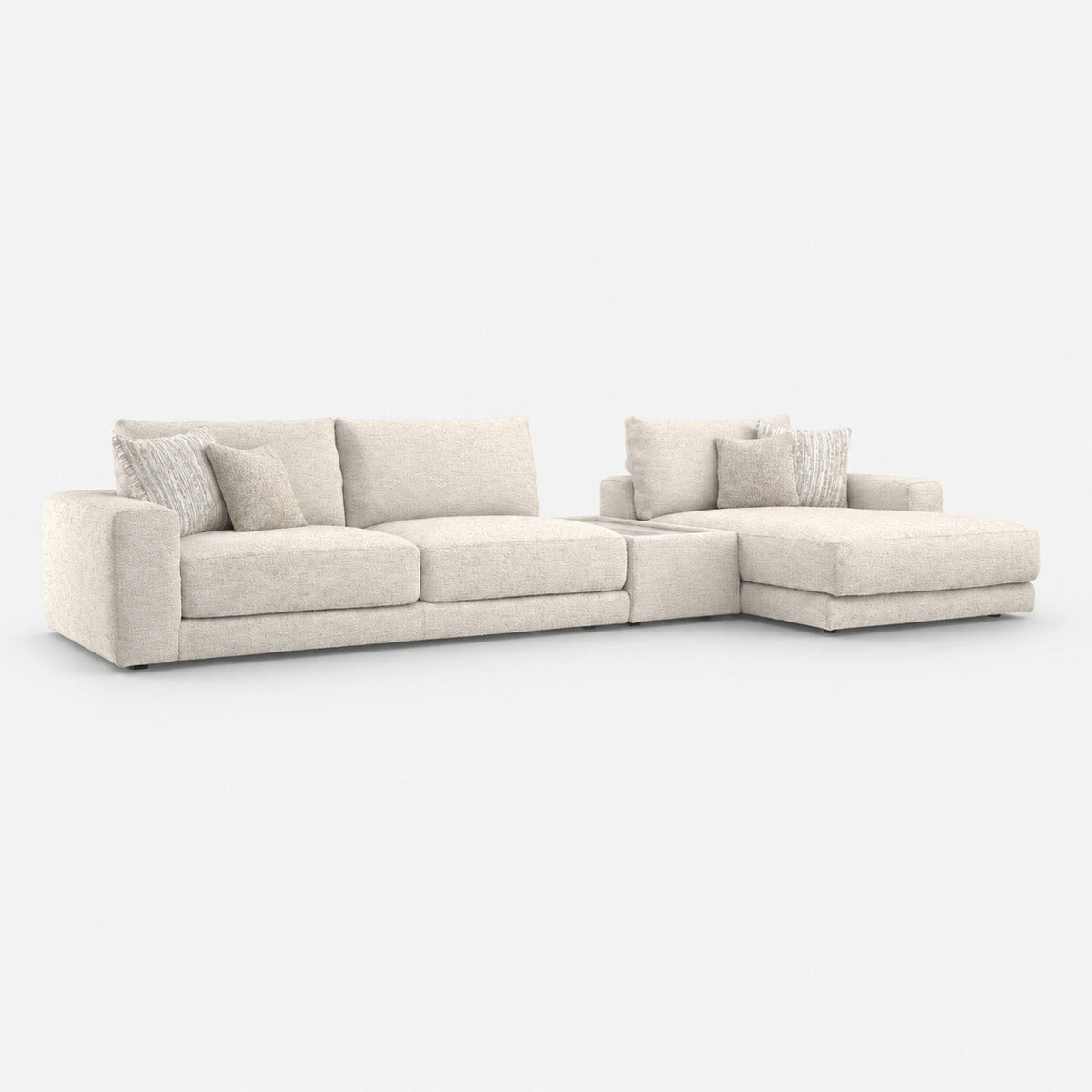 Portofino 4 Seater Chaise with Console — light grey studio background