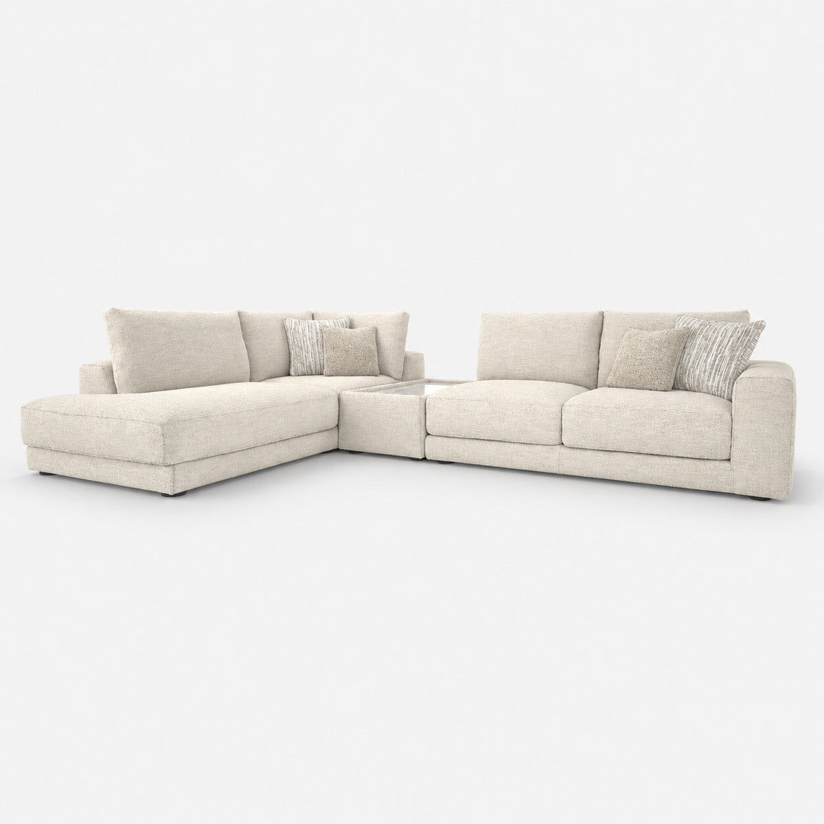 Portofino Chaise 1 Corner 2 Sofa with Console — light grey studio background