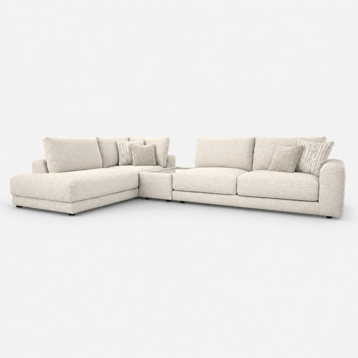 Portofino Chaise 1 Corner 3 Sofa with Console — light grey studio background