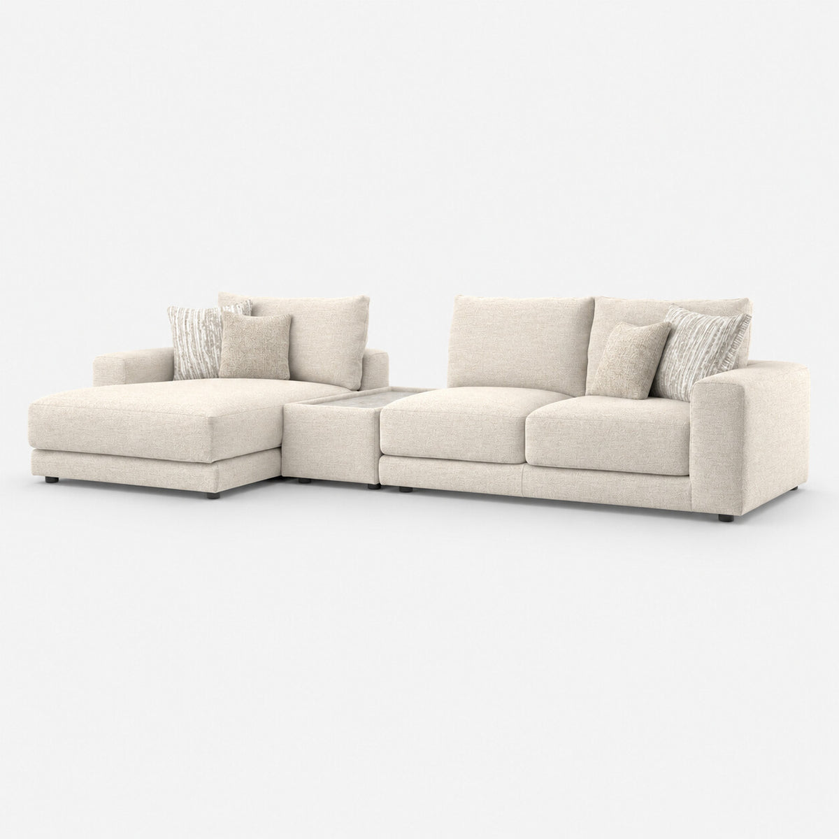 Portofino Chaise 3 Seater with Console — light grey studio background