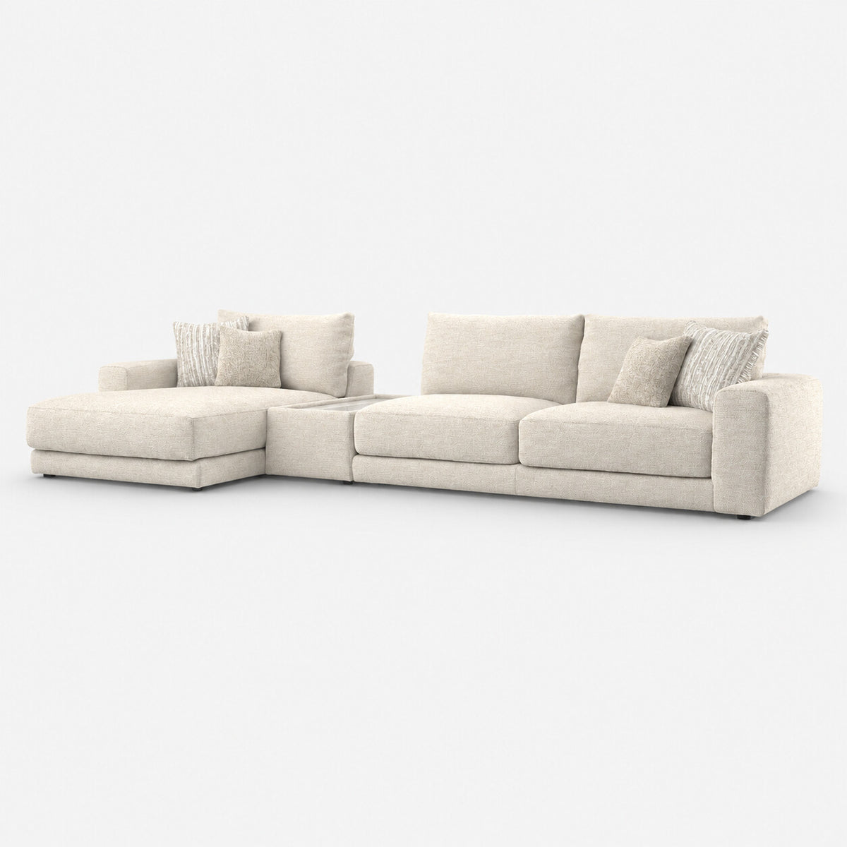 Portofino Chaise 4 Seater with Console — light grey studio background