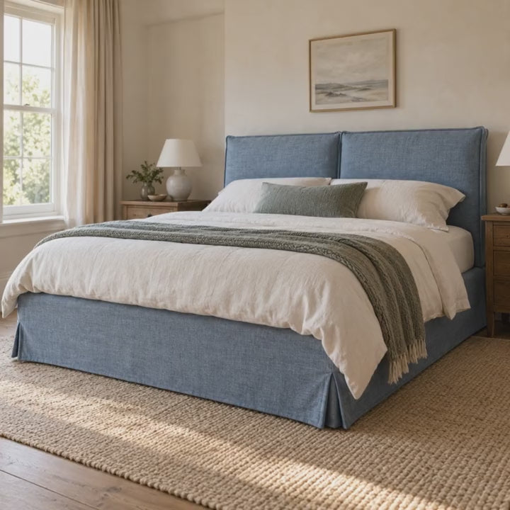 CK Living Eversley upholstered bed — five-second bedroom view
