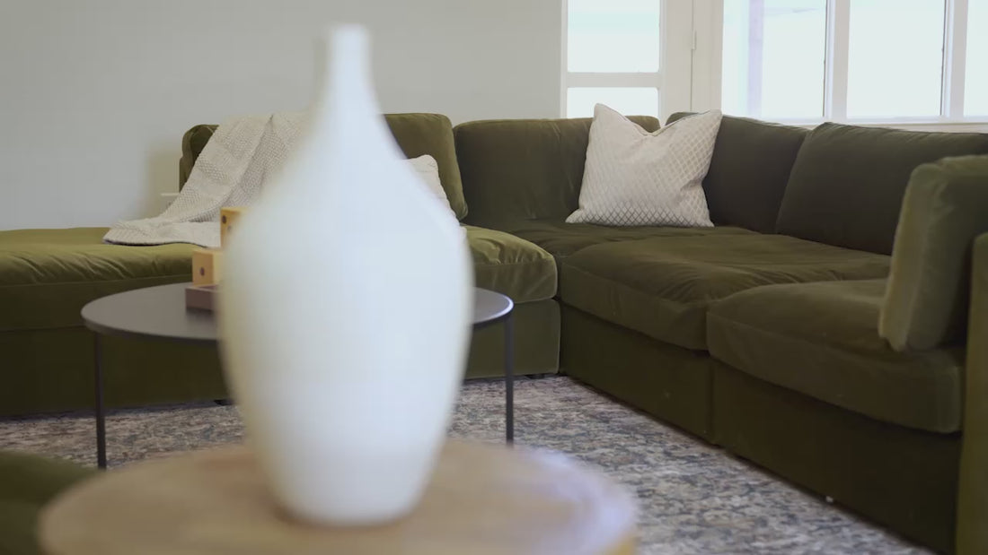 Bellano modular sofa lifestyle — original range footage; fabric and layout shown may vary