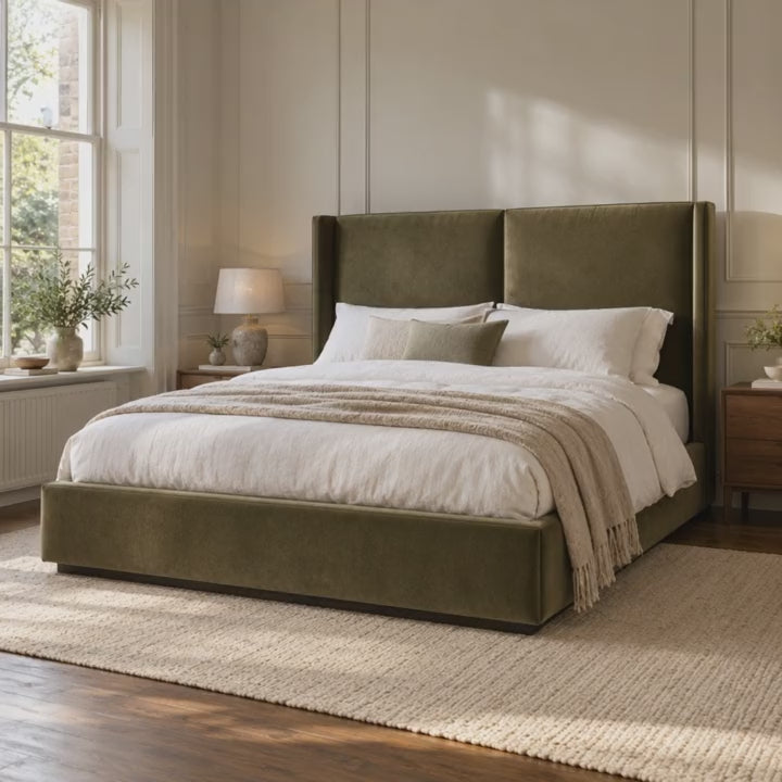 CK Living Ormond upholstered bed — five-second bedroom view