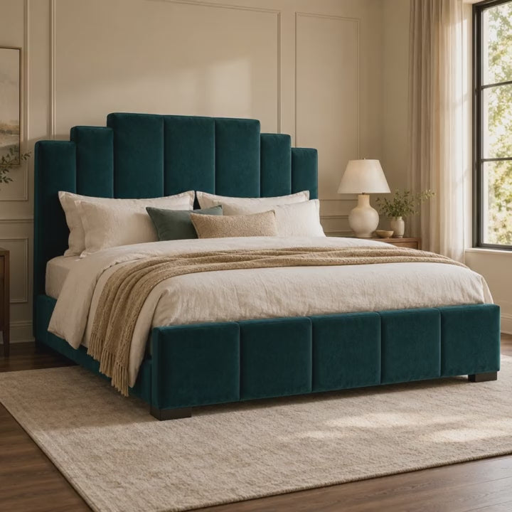 CK Living Avondale upholstered bed — five-second bedroom view