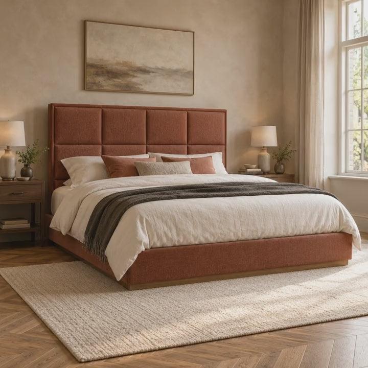CK Living Ingleby upholstered bed — five-second bedroom view