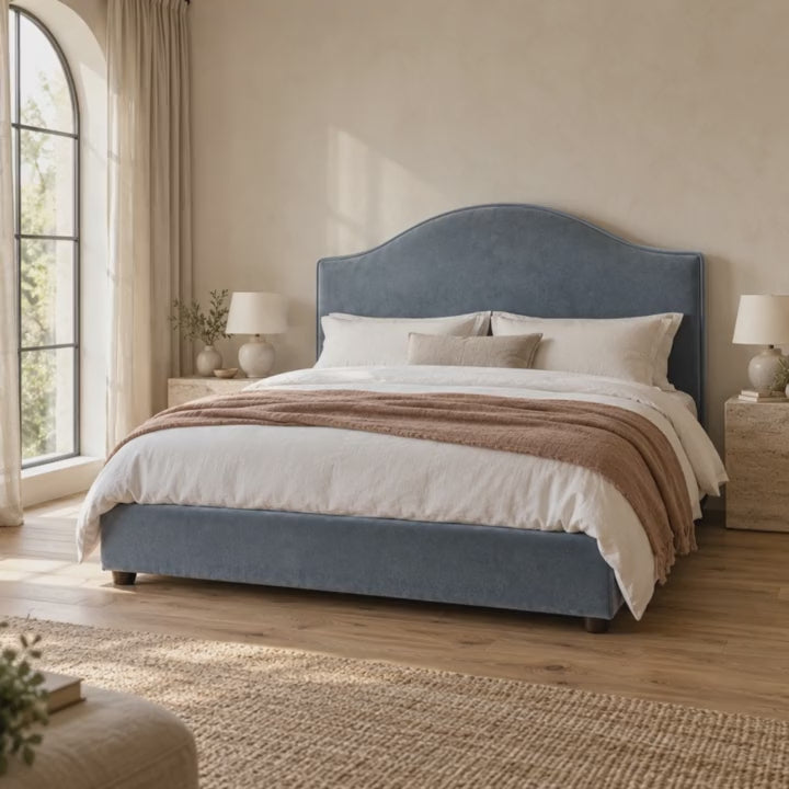 CK Living Celine upholstered bed — five-second bedroom view