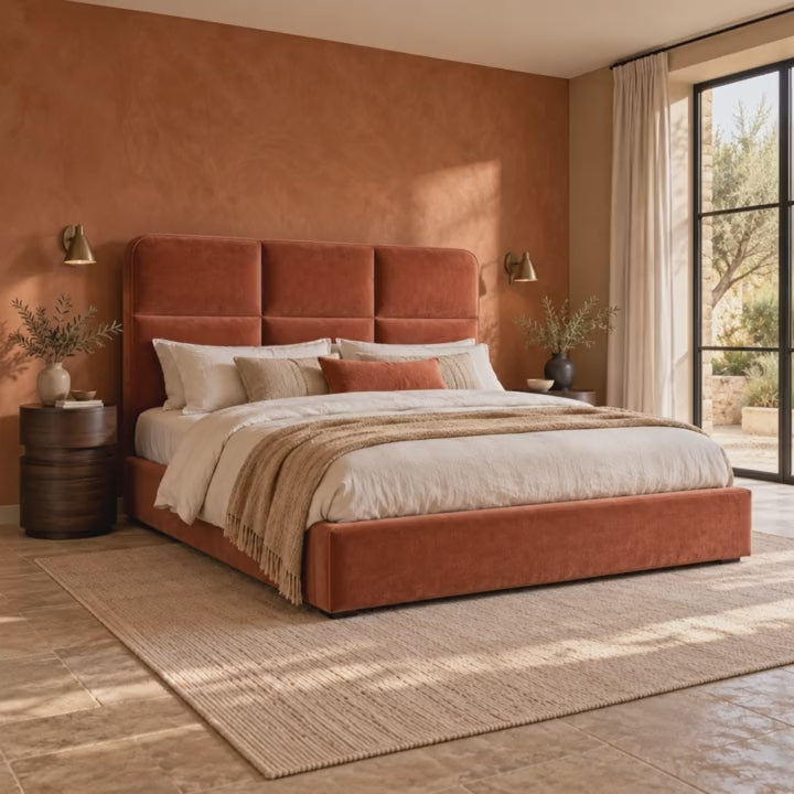 CK Living Bracken upholstered bed — five-second bedroom view