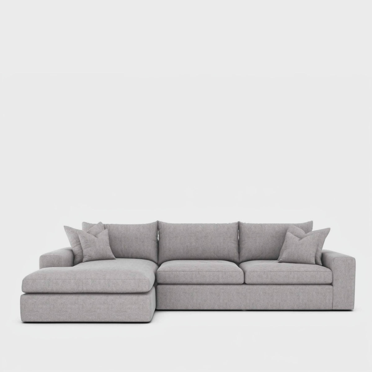 Valenza Corner Chaise Sofa — left-hand-facing frontal walking scale demonstration