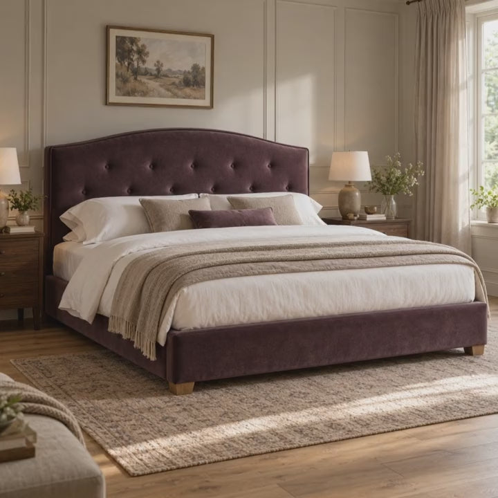 CK Living Winslow upholstered bed — five-second bedroom view