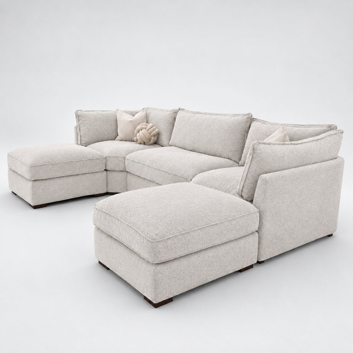 Primrose U Shape Sofa — Crimsy Truffle — Ribboned Full Back