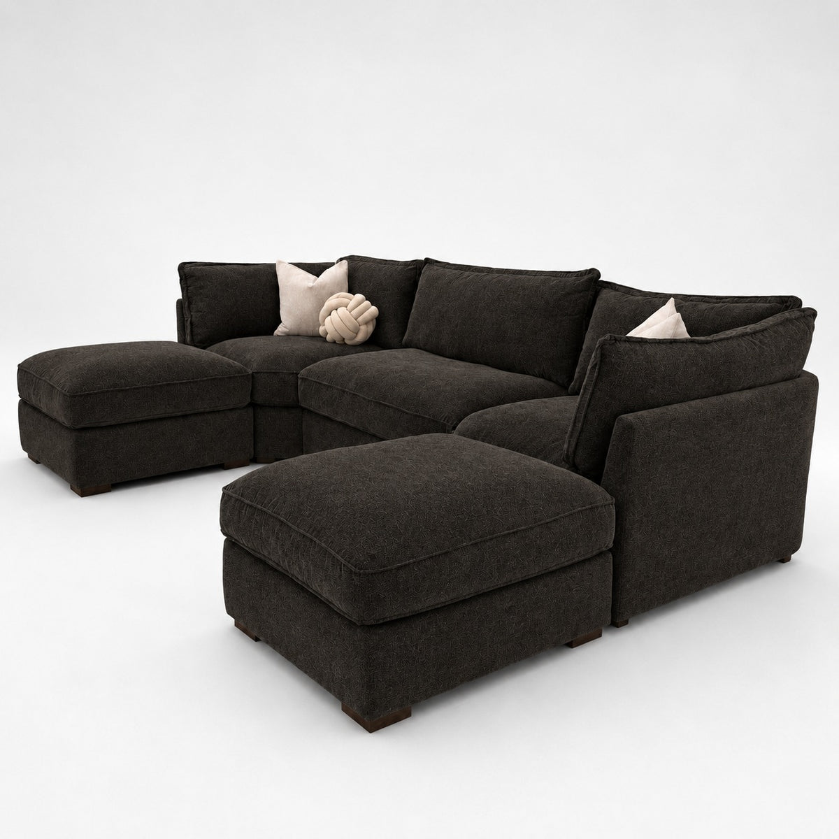 Primrose U Shape Sofa — Double Espresso — Ribboned Full Back