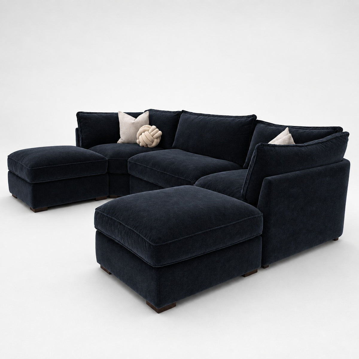 Primrose U Shape Sofa — Midnight Noir — Ribboned Full Back