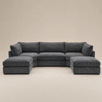 Luxury dark grey sectional sofa with chaise lounges, modern design for living room comfort