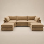 Luxury beige sectional sofa with chaise lounges, perfect for modern living rooms